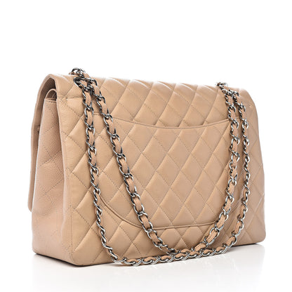 Chanel Caviar Quilted Maxi Double Flap Beige 4 of 11