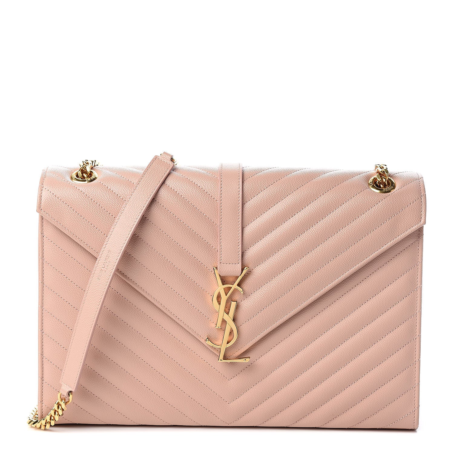 Saint Laurent Grain De Poudre Matelasse Chevron Large Monogram Satchel Pale Pink 1 of 11
