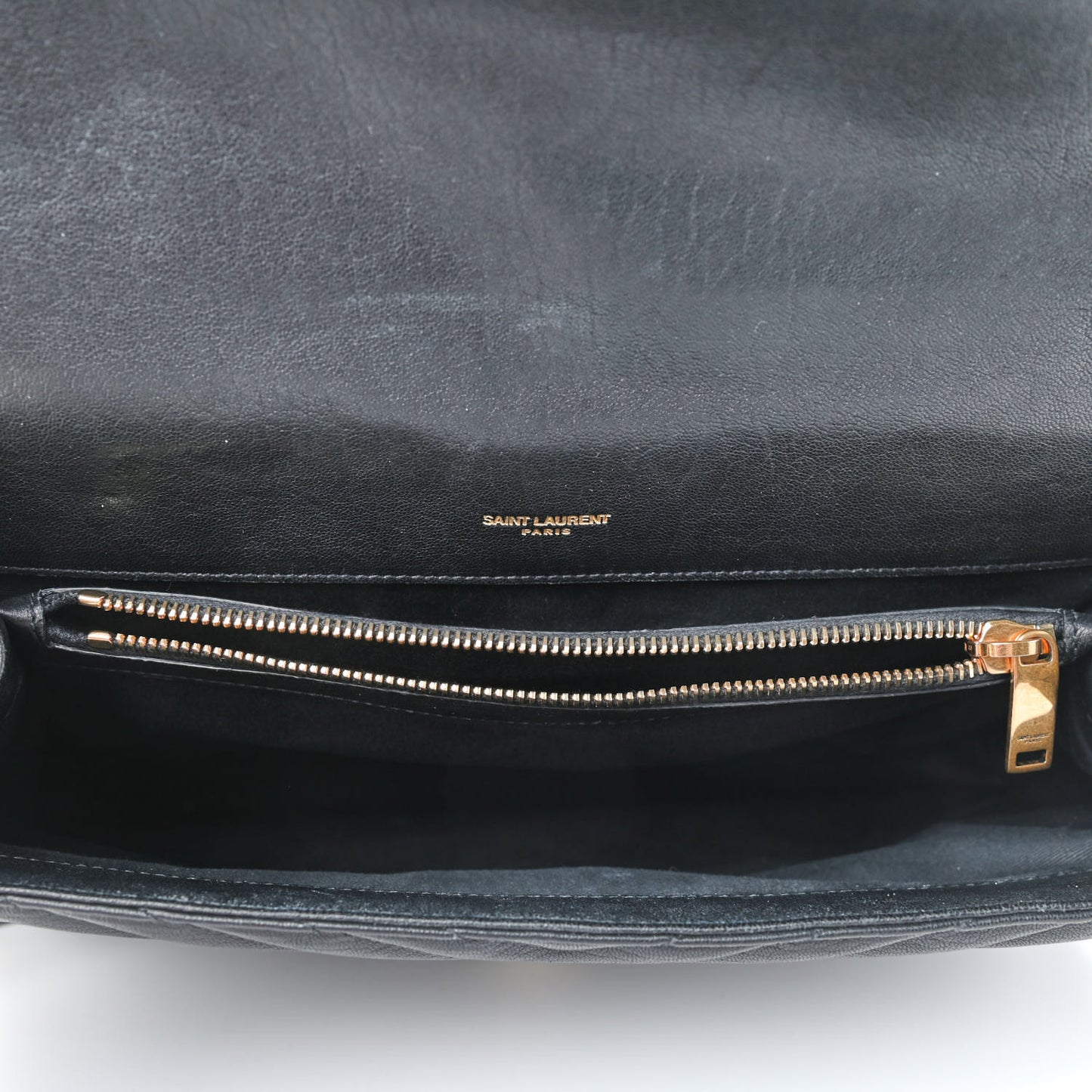 Sheepskin Matelasse Chevron Monogram Large College Satchel Black