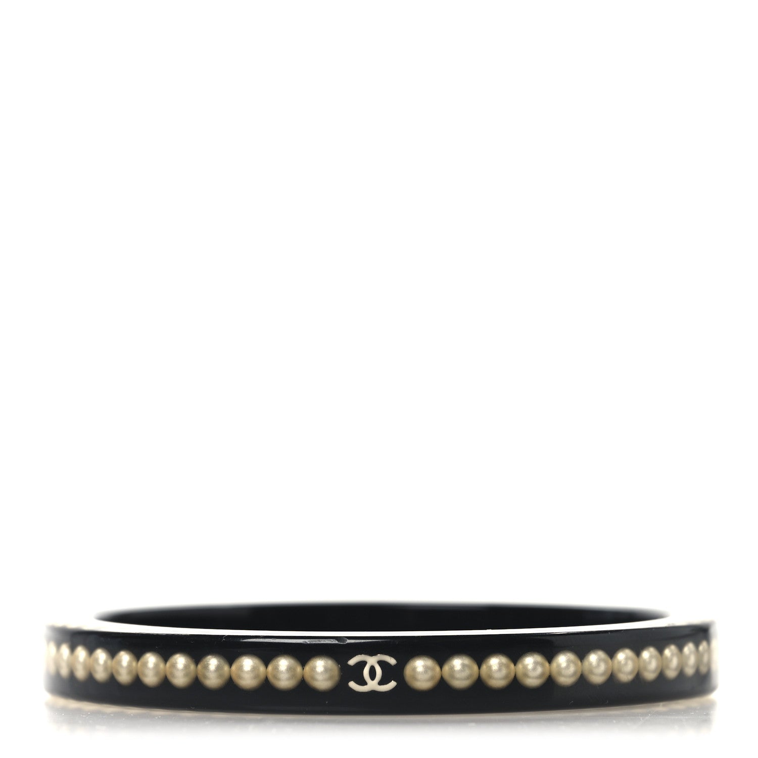 Chanel Resin Pearl CC Bangle Black 1 of 6