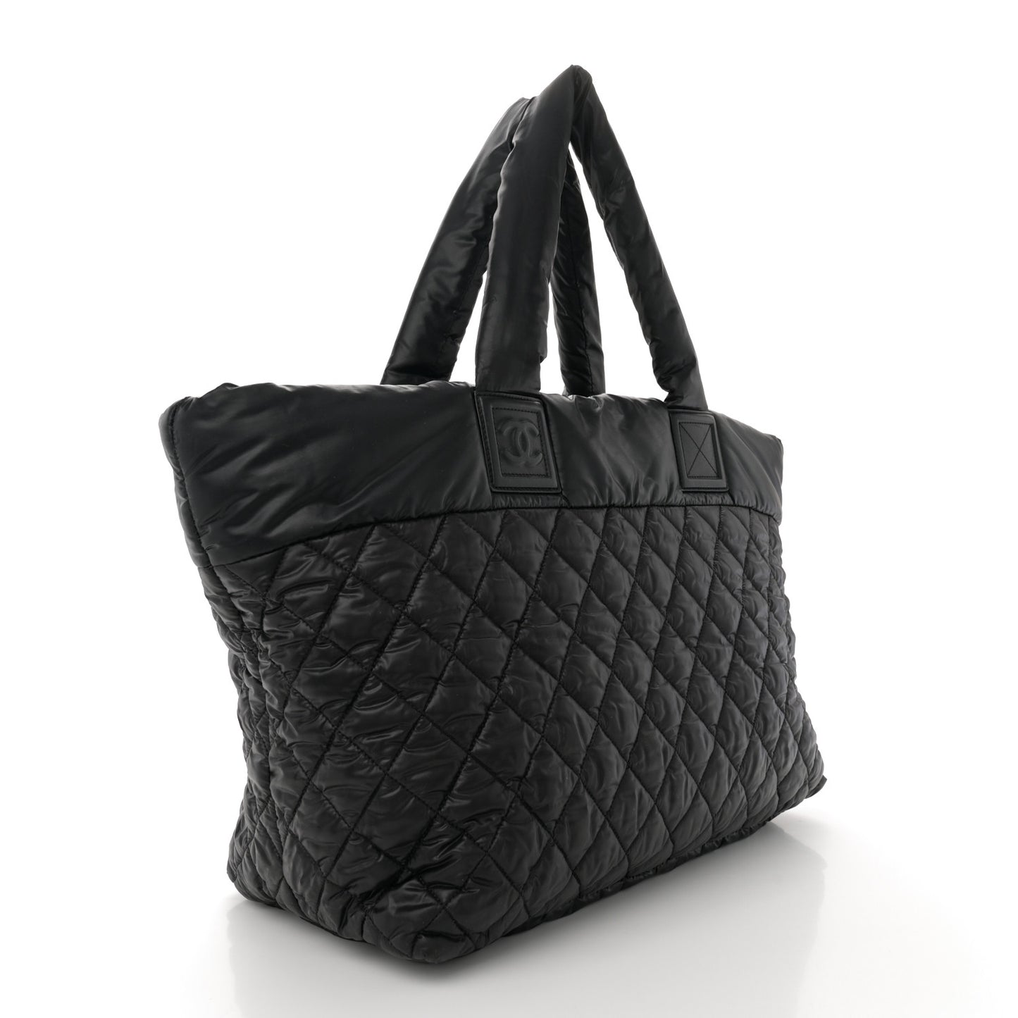 Nylon Quilted Large Coco Cocoon Tote   Black