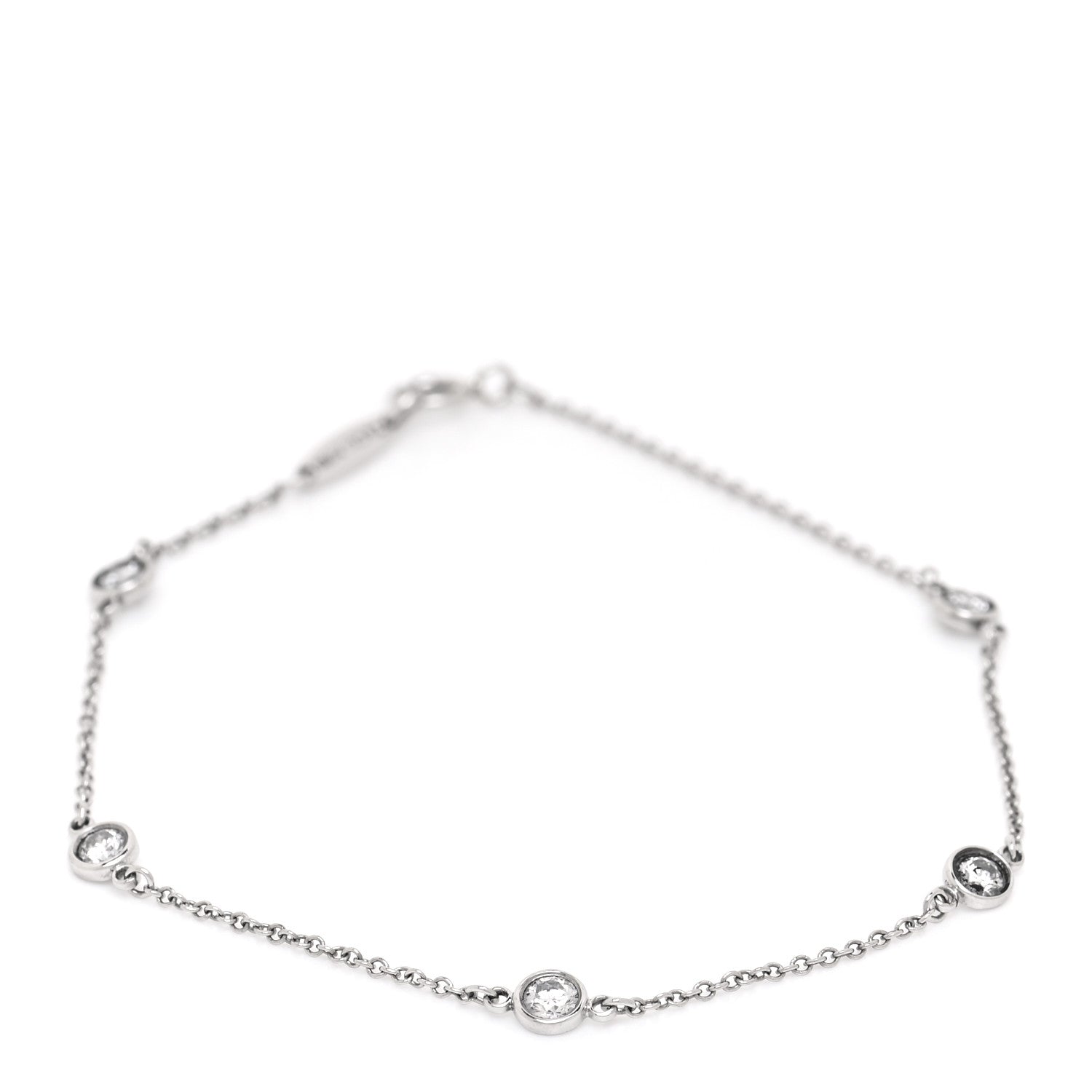 Tiffany Platinum Diamond .40ctw Elsa Peretti Diamonds by the Yard Station Bracelet 1 of 4