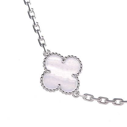 Van Cleef & Arpels 18K White Gold Chalcedony 10 Motifs Vintage Alhambra Necklace 4 of 8