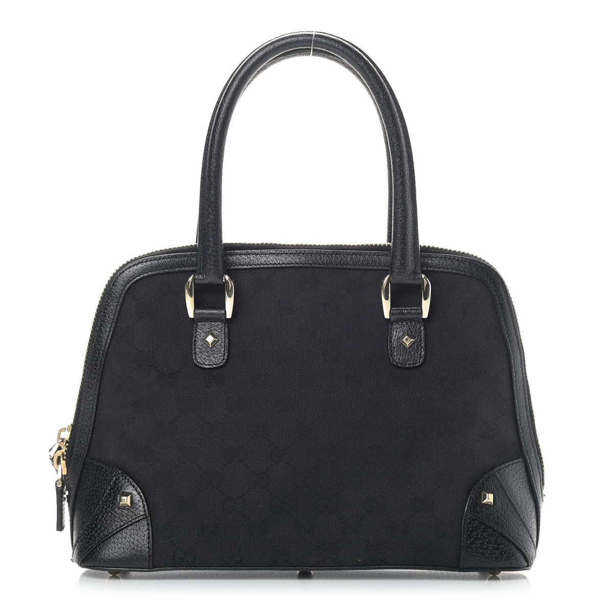 Gucci Monogram Medium Horsebit Nail Dome Bag Black 1 of 11