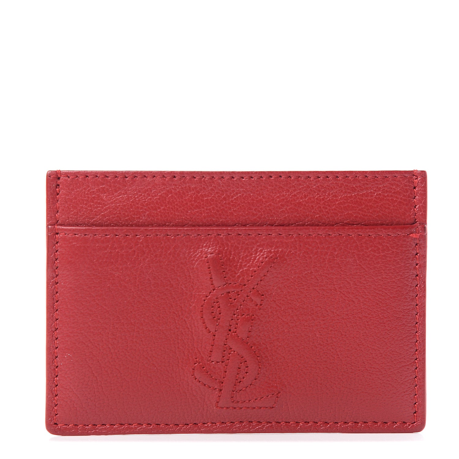 Saint Laurent Textured Calfskin Belle De Jour Card Case Red 1 of 7