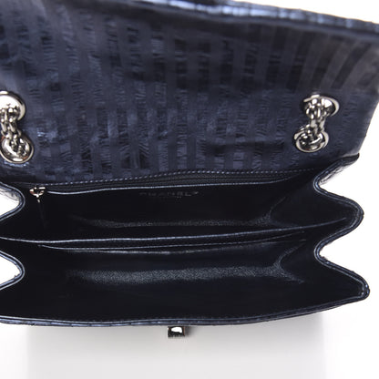 Chanel Metallic Aged Calfskin Striped Accordion Reissue 2.55 Flap Blue 7 of 10