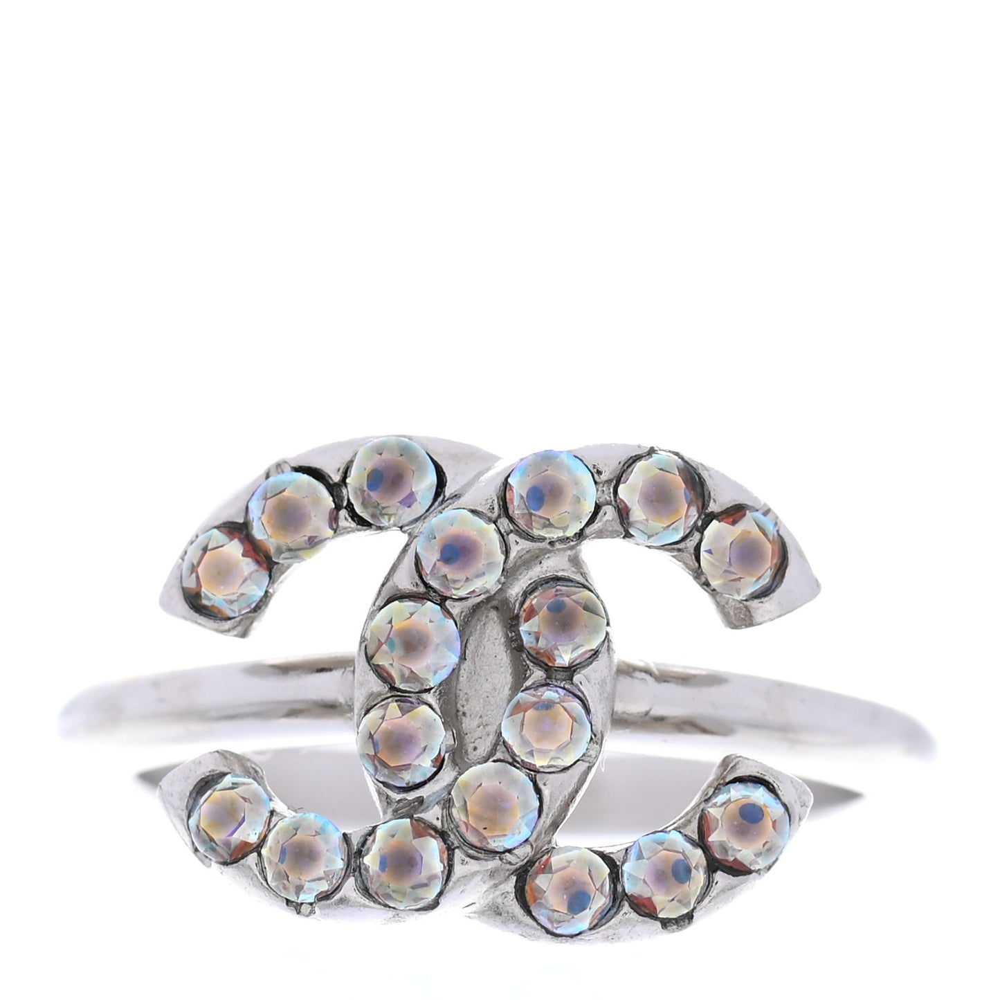 Crystal CC Ring 54 Iridescent Silver