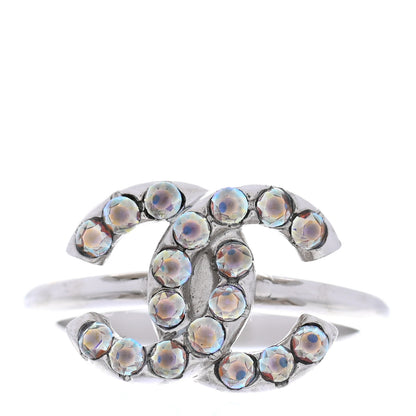 Chanel Crystal CC Ring 54 Iridescent Silver 1 of 4