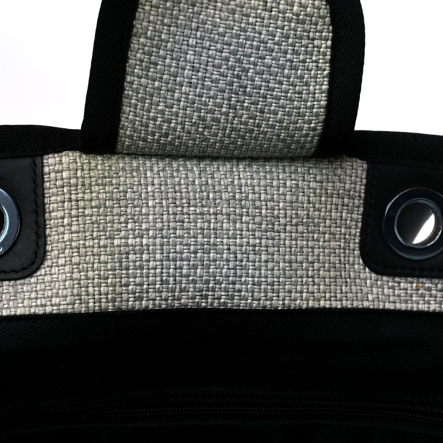 Woven Straw Raffia Medium Deauville Tote Grey