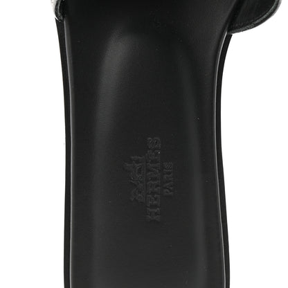 Hermes Box Calfskin Oran Sandals 37 Black 8 of 10