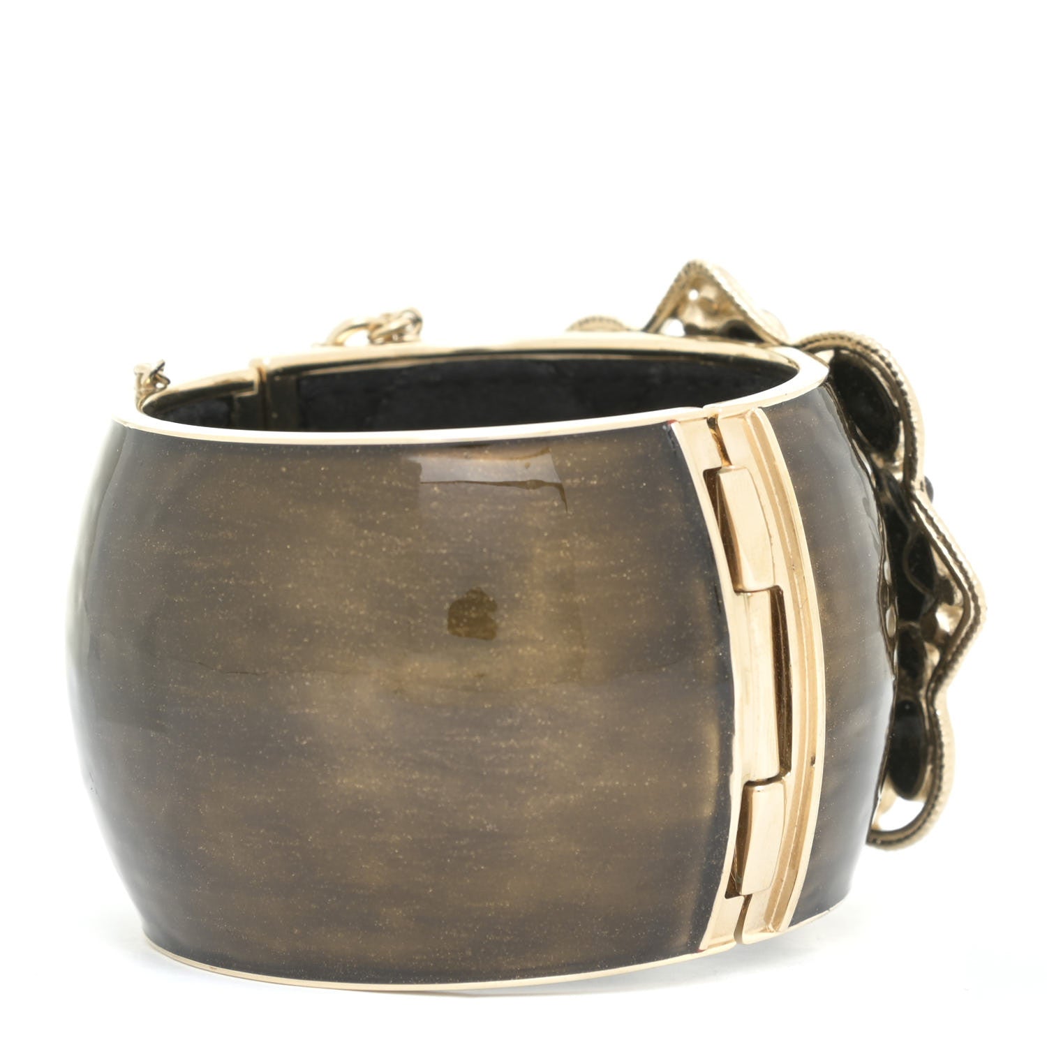 Chanel Resin CC Cuff Bracelet Gold 3 of 5