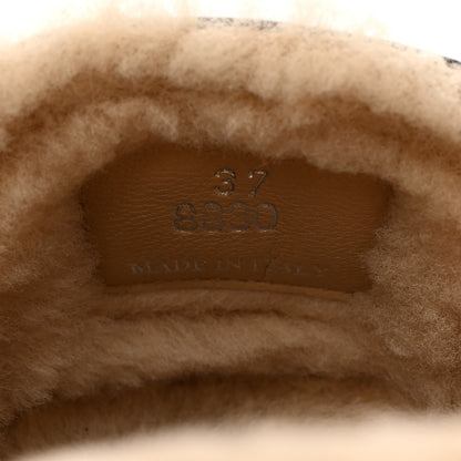 Prada Natural Calfskin Shearling Metal Triangle Logo 45mm Clogs 37 Black Sabbia 7 of 9
