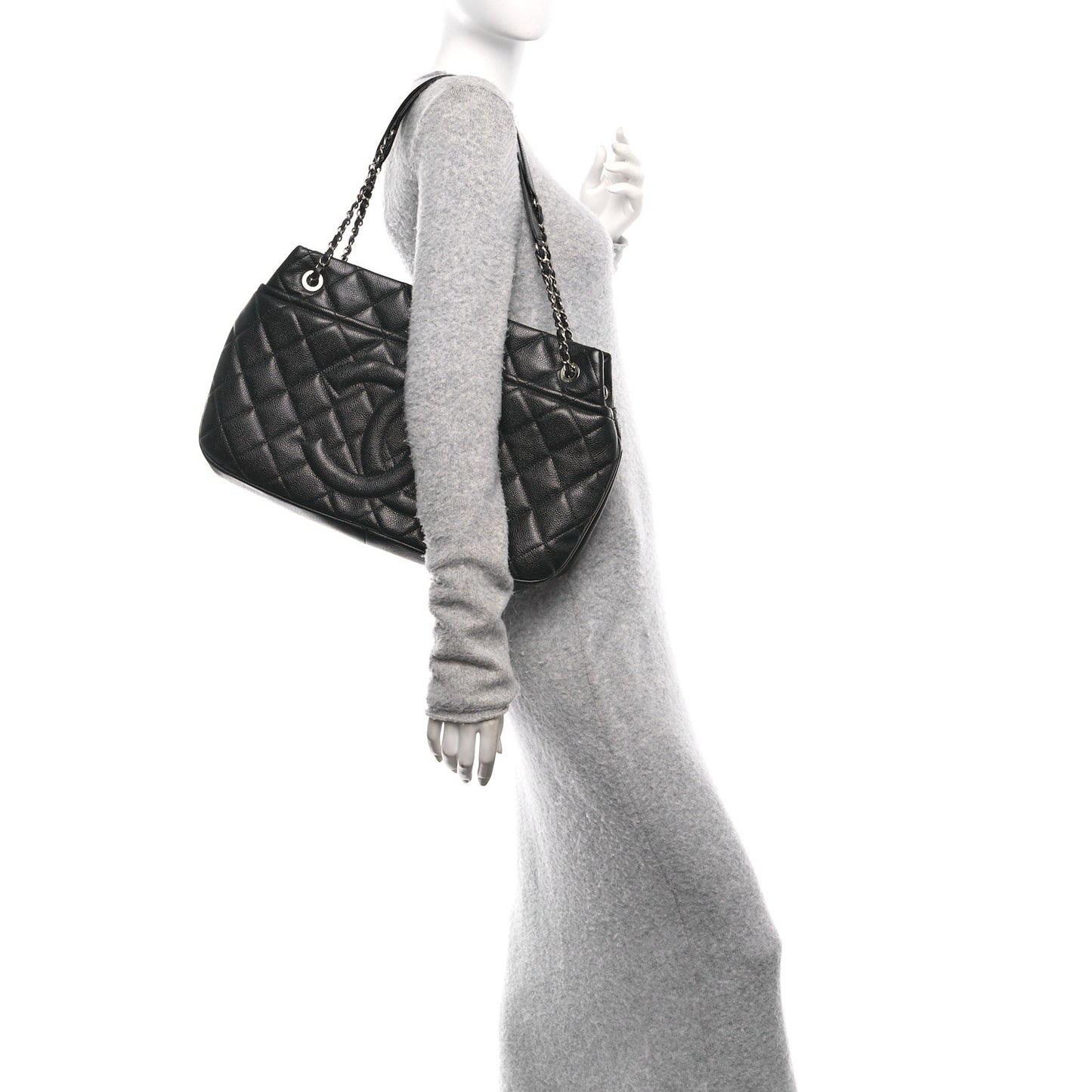 Caviar Quilted Timeless CC Soft Tote Black