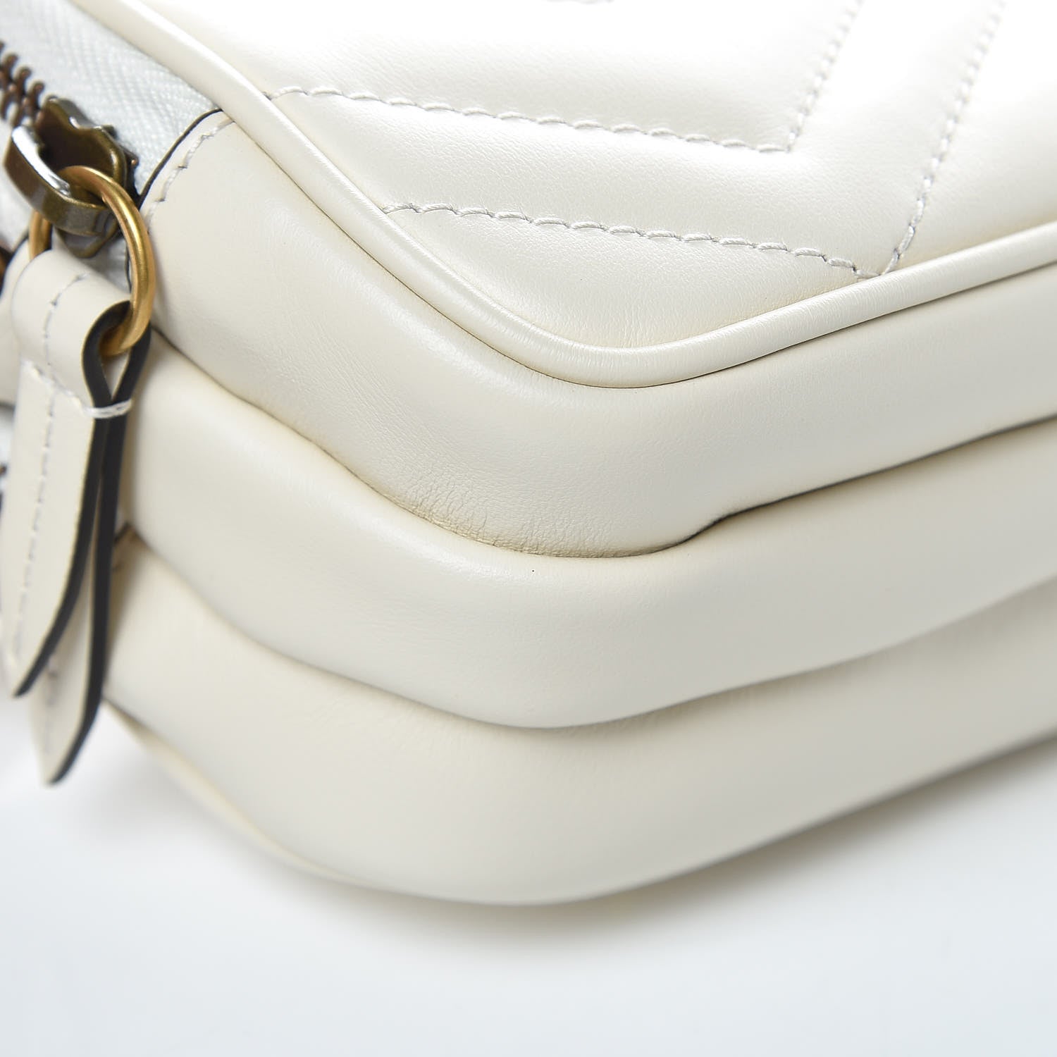 Gucci Calfskin Matelasse Mini GG Marmont Chain Crossbody Bag Mystic White 10 of 12