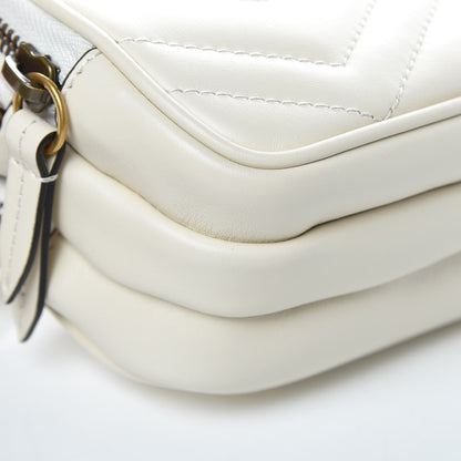 Gucci Calfskin Matelasse Mini GG Marmont Chain Crossbody Bag Mystic White 10 of 12