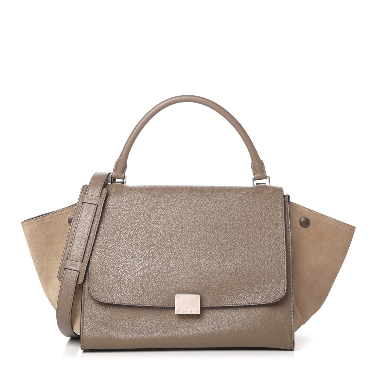 Celine Drummed Calfskin Suede Medium Trapeze Souris 1 of 13