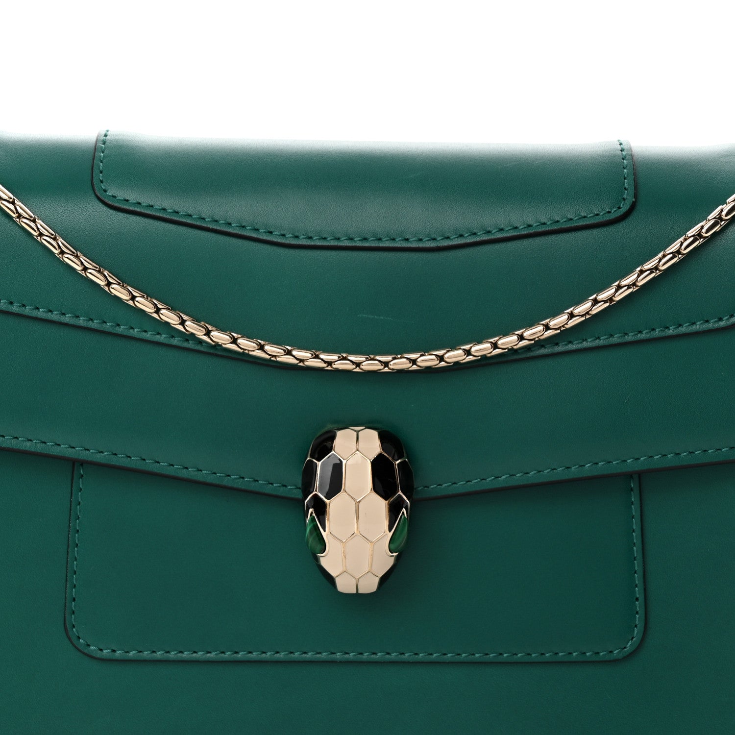Bulgari Calfskin Serpenti Forever Snake Strap Crossbody Bag Emerald Green 7 of 10