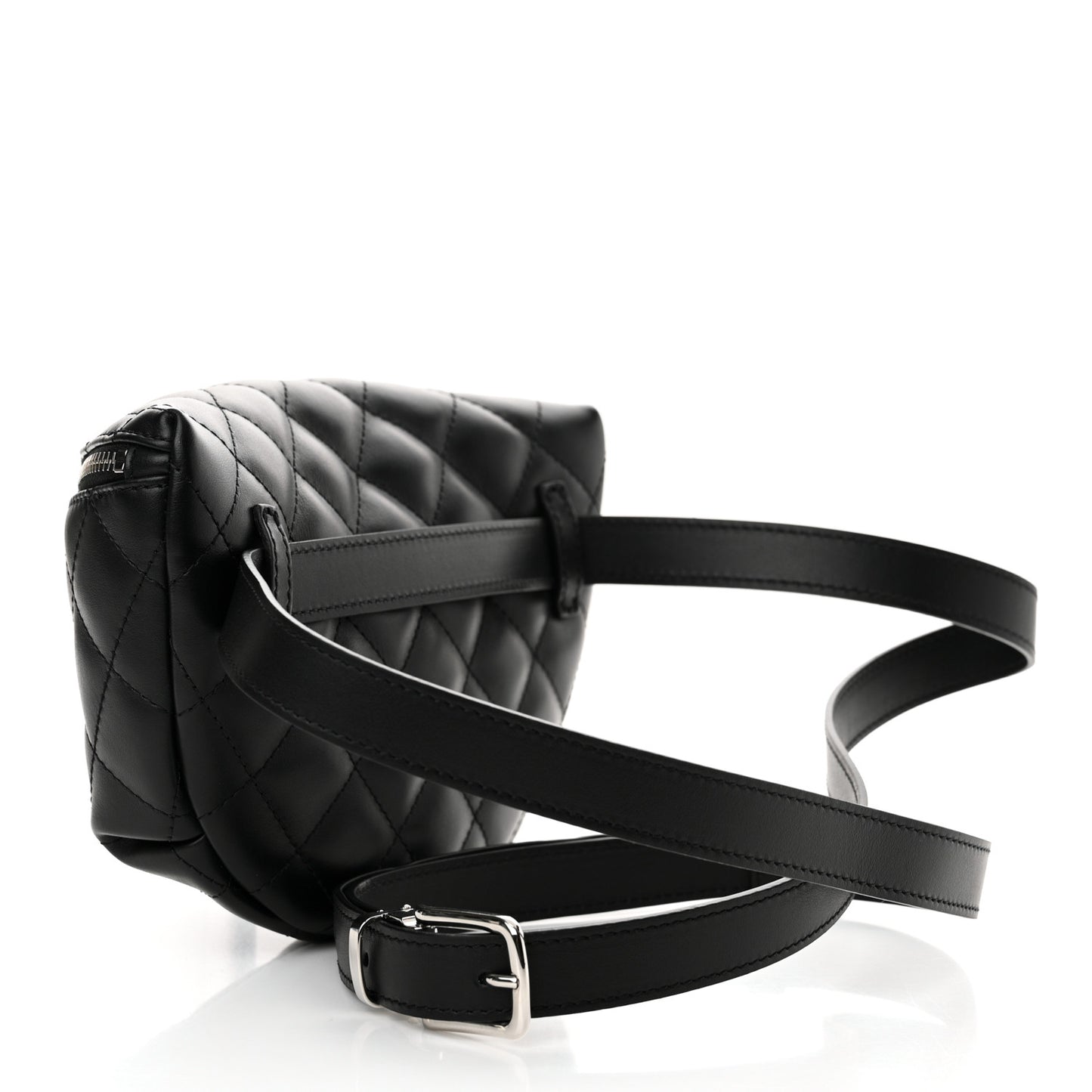 Calfskin Quilted Waist Belt Bag Black