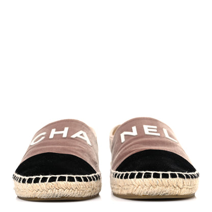 Chanel Velvet Logo Espadrilles 37 Beige Black 3 of 12