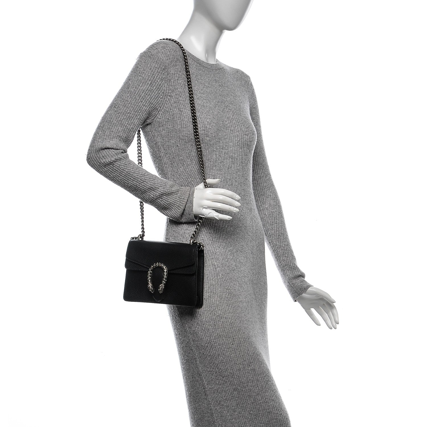 Gucci Calfskin Mini Dionysus Shoulder Bag Black 2 of 7