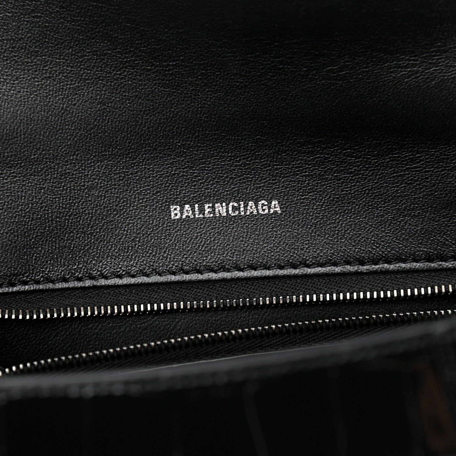Balenciaga Shiny Calfskin Monochrome Crocodile Embossed Small Hourglass Top Handle Bag Black 6 of 9