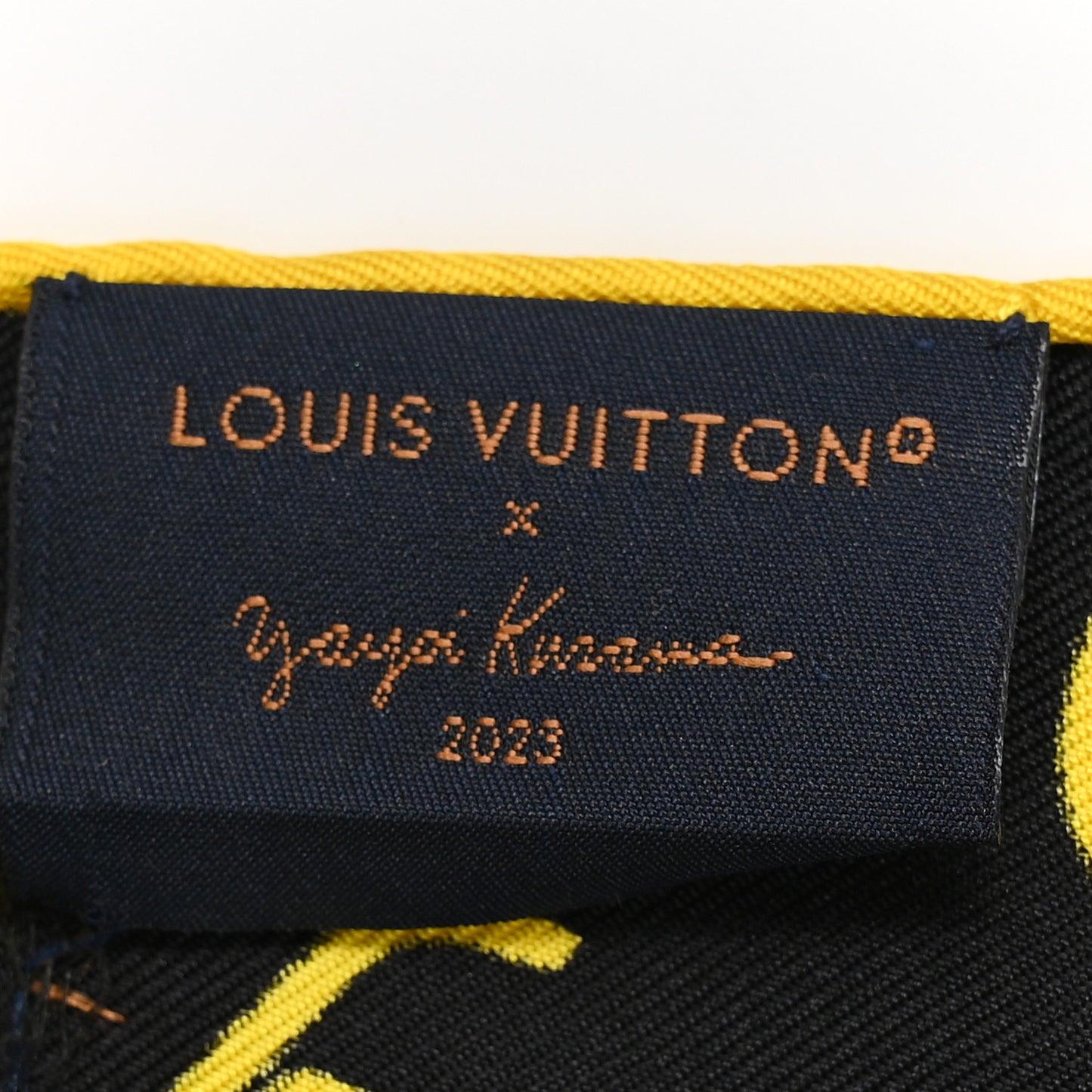 LV x YK Silk Monogram Dots Scarf 45 Yellow Black