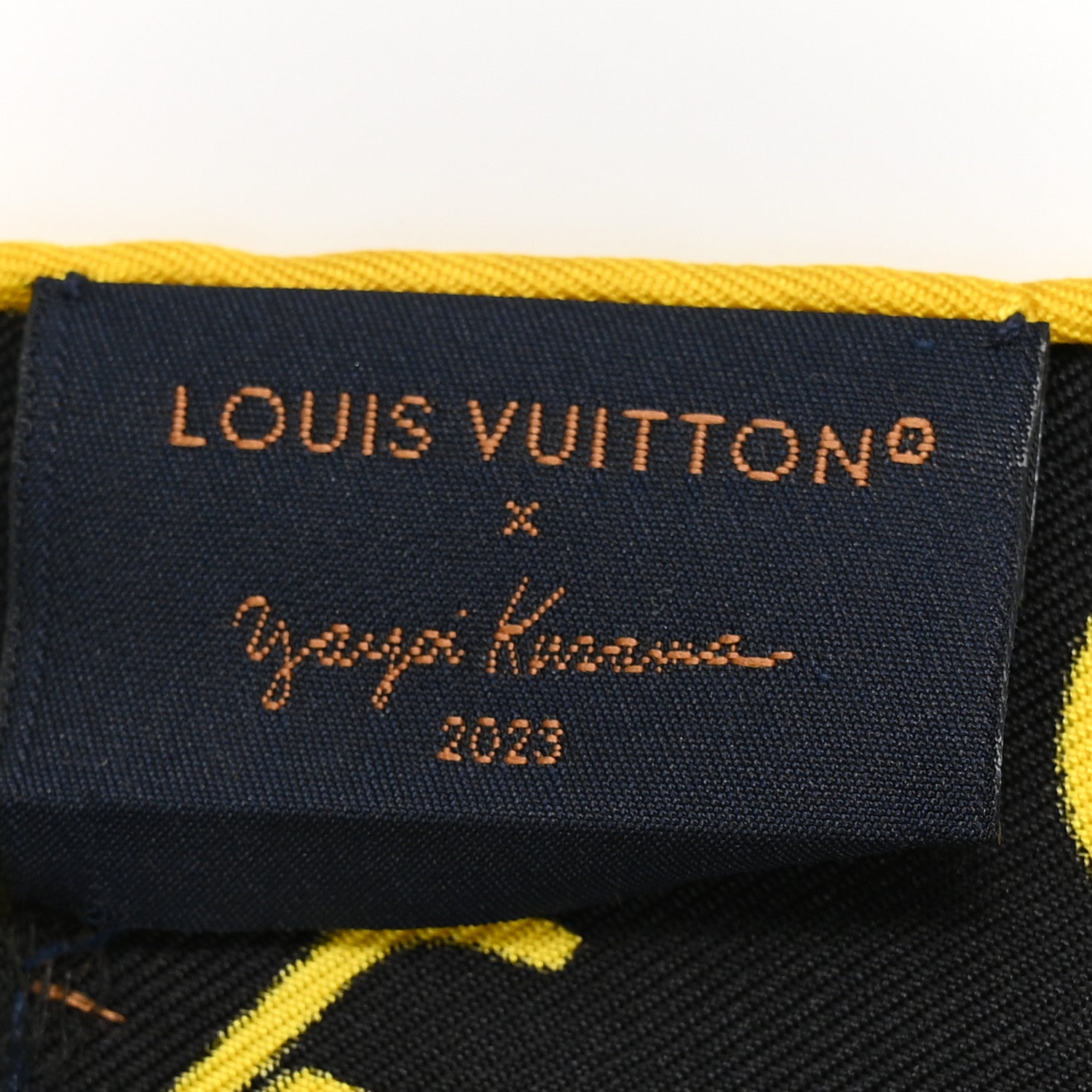 Louis Vuitton LV x YK Silk Monogram Dots Scarf 45 Yellow Black 3 of 4