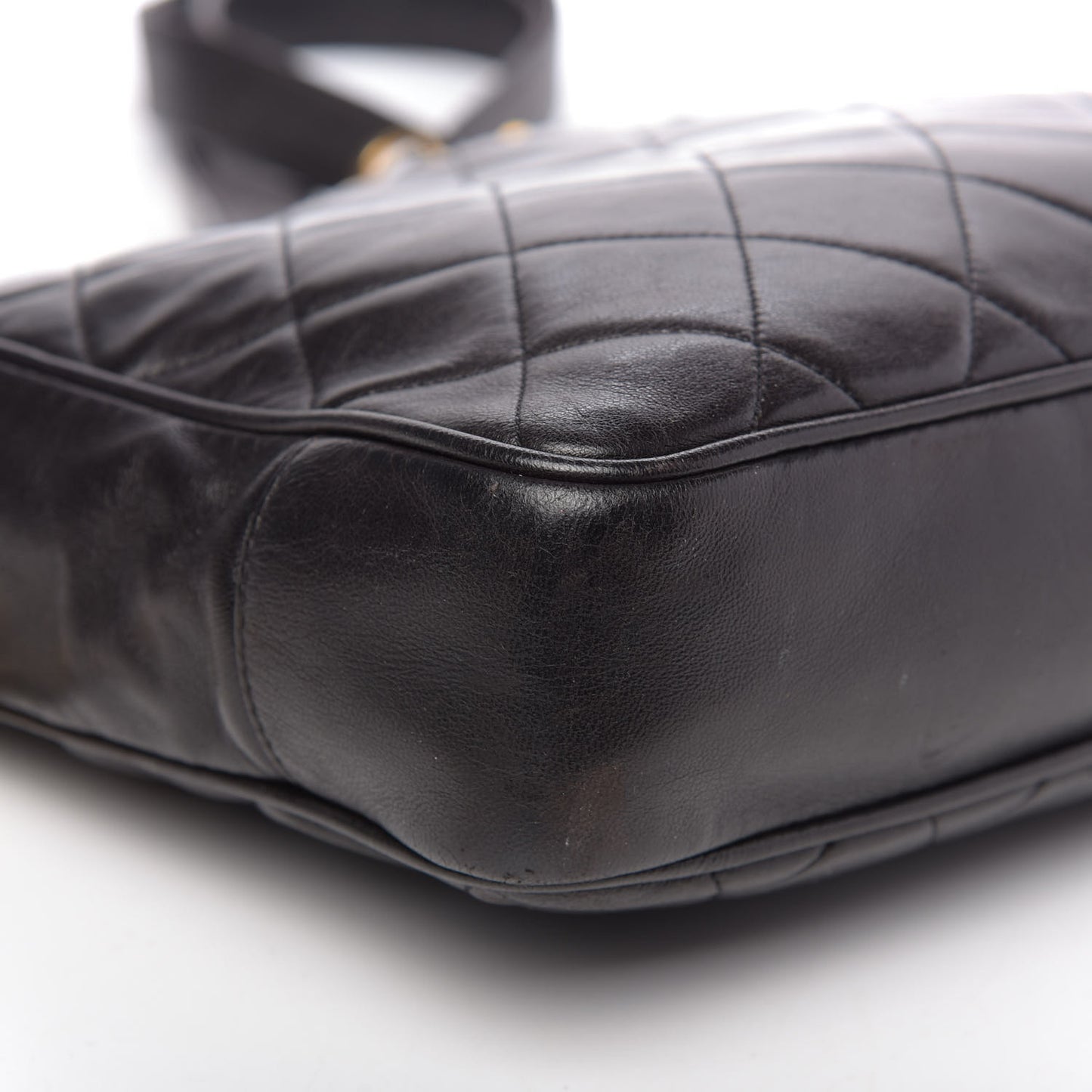 Lambskin Quilted Shopping Tote Black