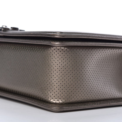 Chanel Metallic Lambskin Perforated New Medium Boy Flap Dark Silver 6 of 10