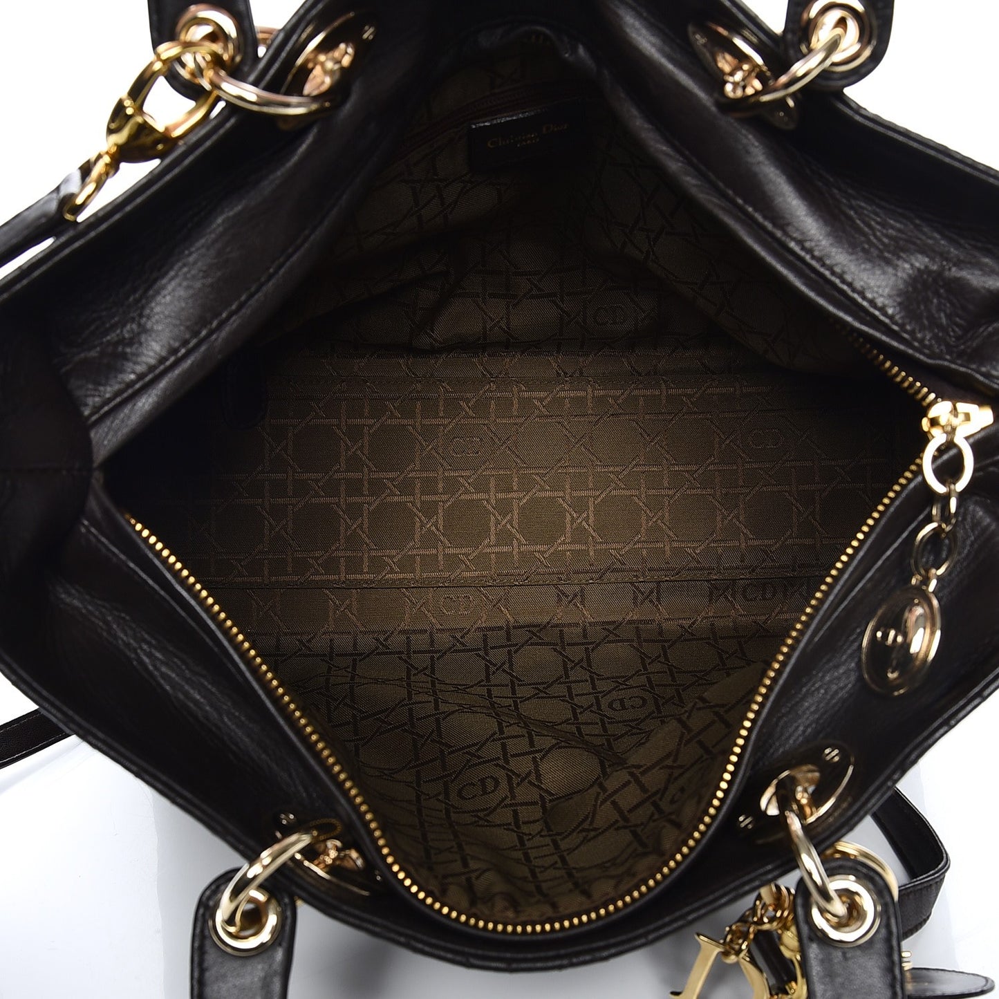 Vintage Lambskin Cannage Large Lady Dior Dark Brown