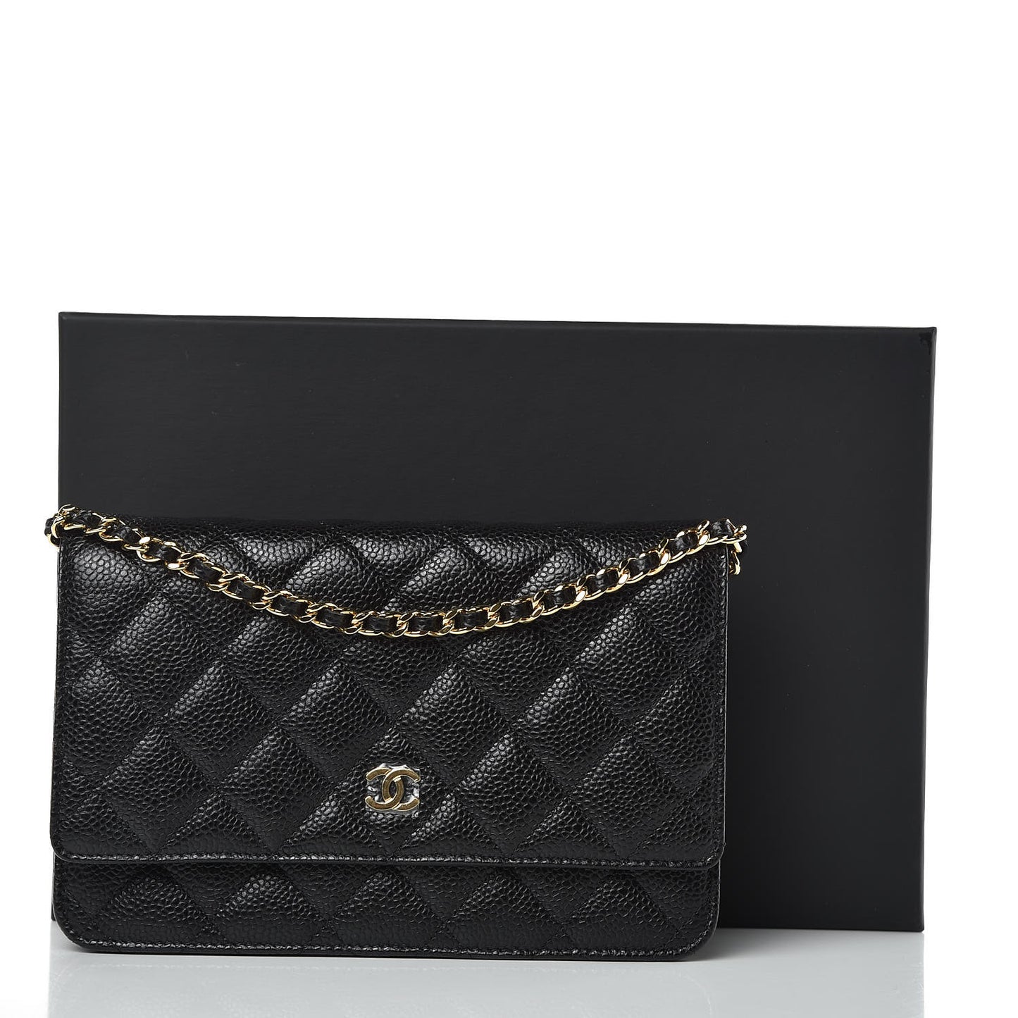 Caviar Quilted Wallet On Chain WOC Black
