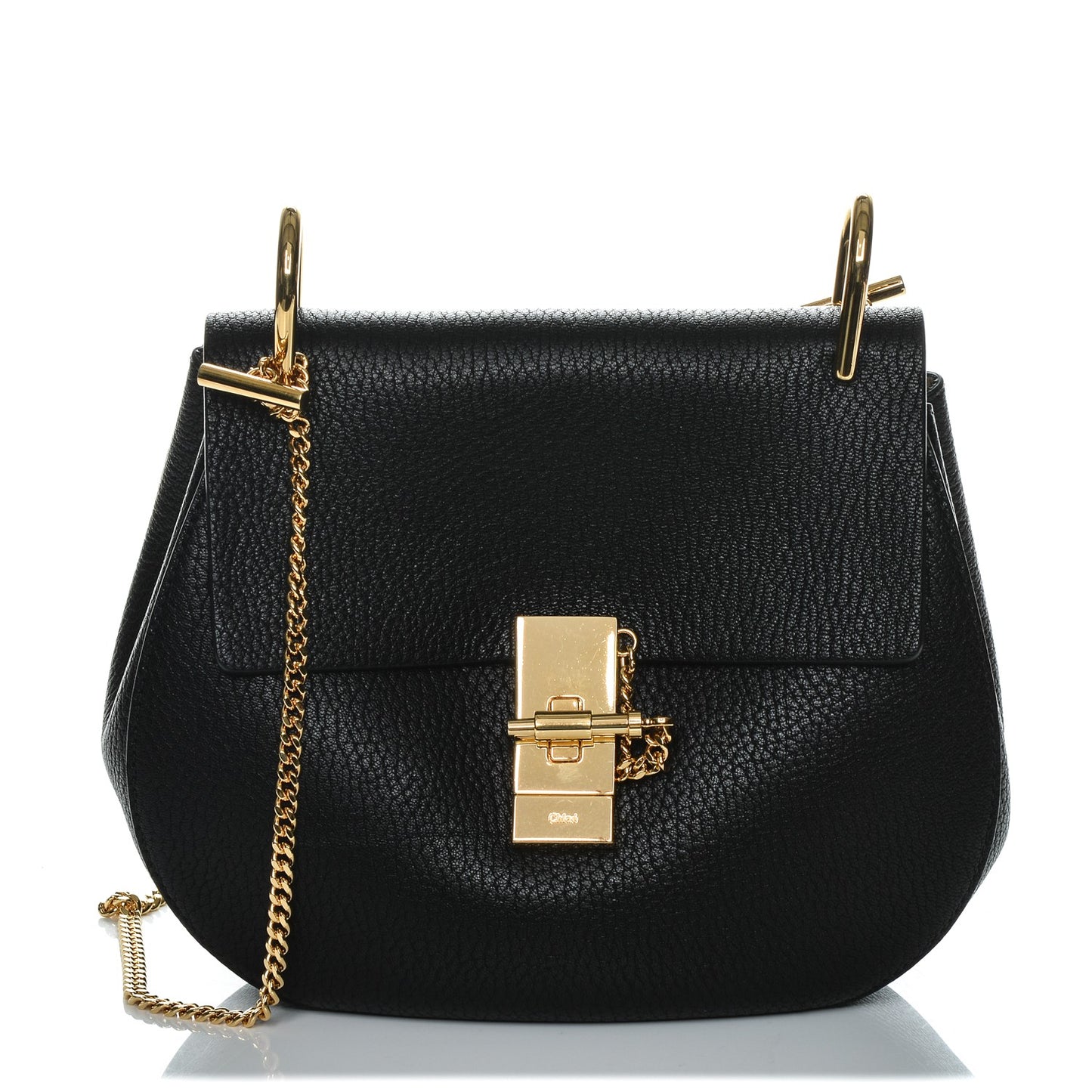 Grained Lambskin Drew Shoulder Bag Black