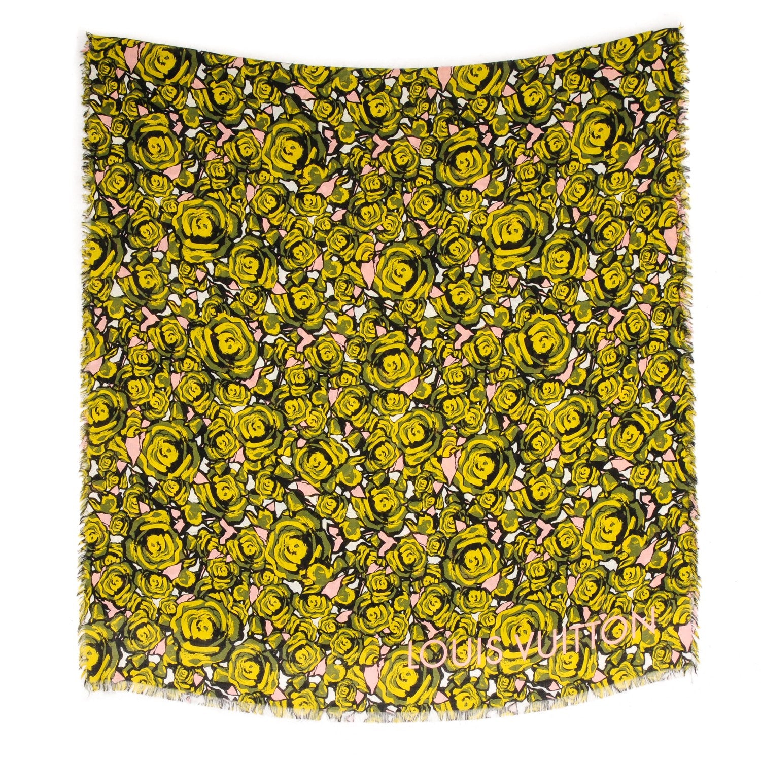 Louis Vuitton Wool Silk Cashmere Rock N Roses Stole 3 of 4