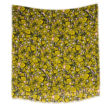 Louis Vuitton Wool Silk Cashmere Rock N Roses Stole 3 of 4