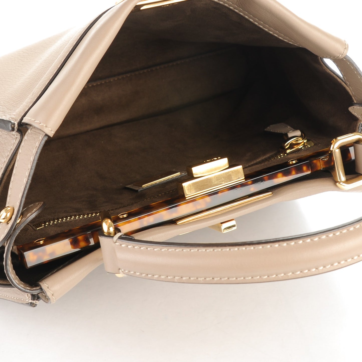 Vitello Seta Plexiglass Tortoise Medium Peekaboo Iconic Satchel Tortora