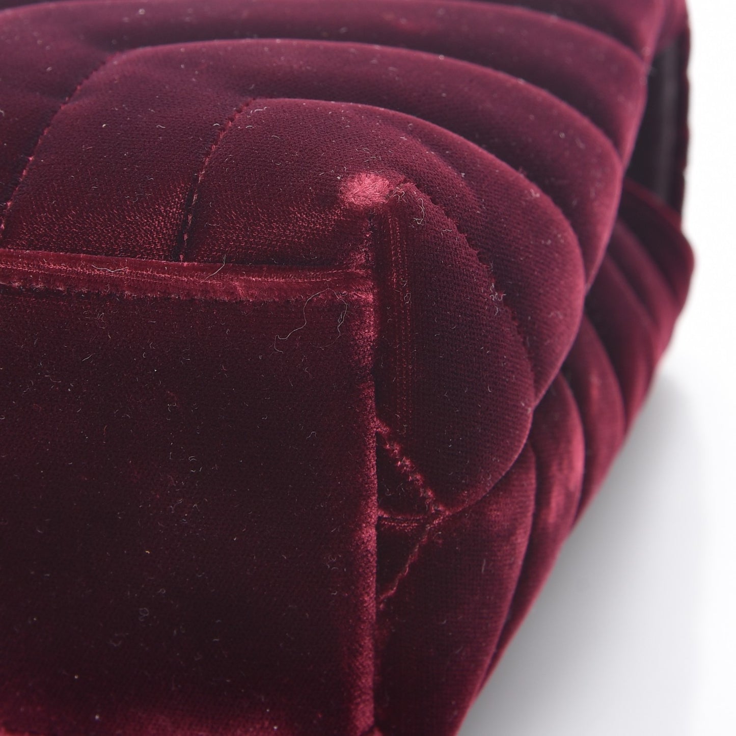 Velvet Y Quilted Monogram Small Loulou Chain Satchel Burgundy