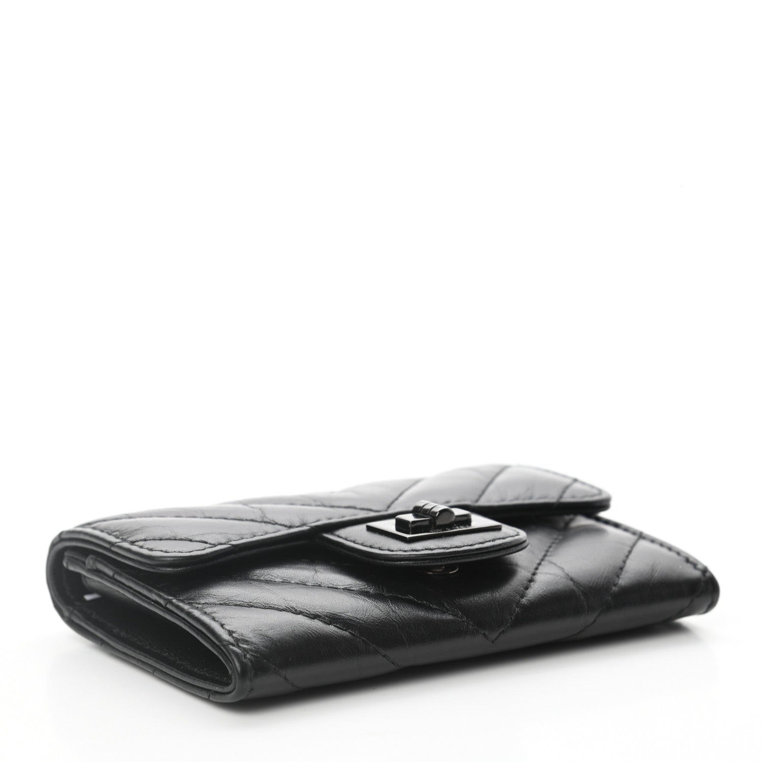 Chanel Aged Calfskin Chevron Quilted Reissue Flap Card Holder So Black 4 of 8