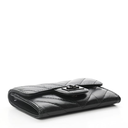 Chanel Aged Calfskin Chevron Quilted Reissue Flap Card Holder So Black 4 of 8