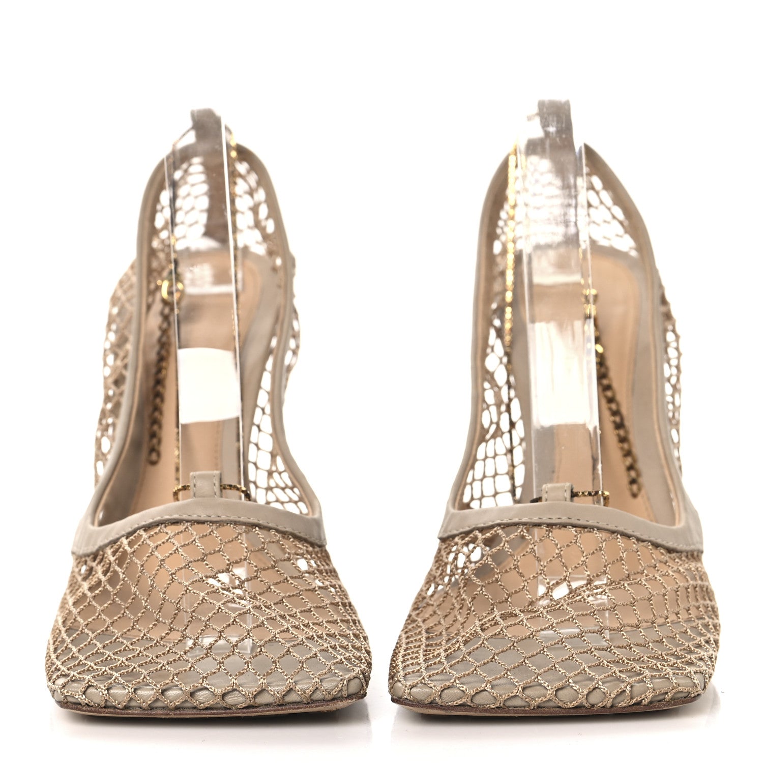 Bottega Veneta Mesh Nappa Chain Sandals 40 Beige Pony 3 of 9
