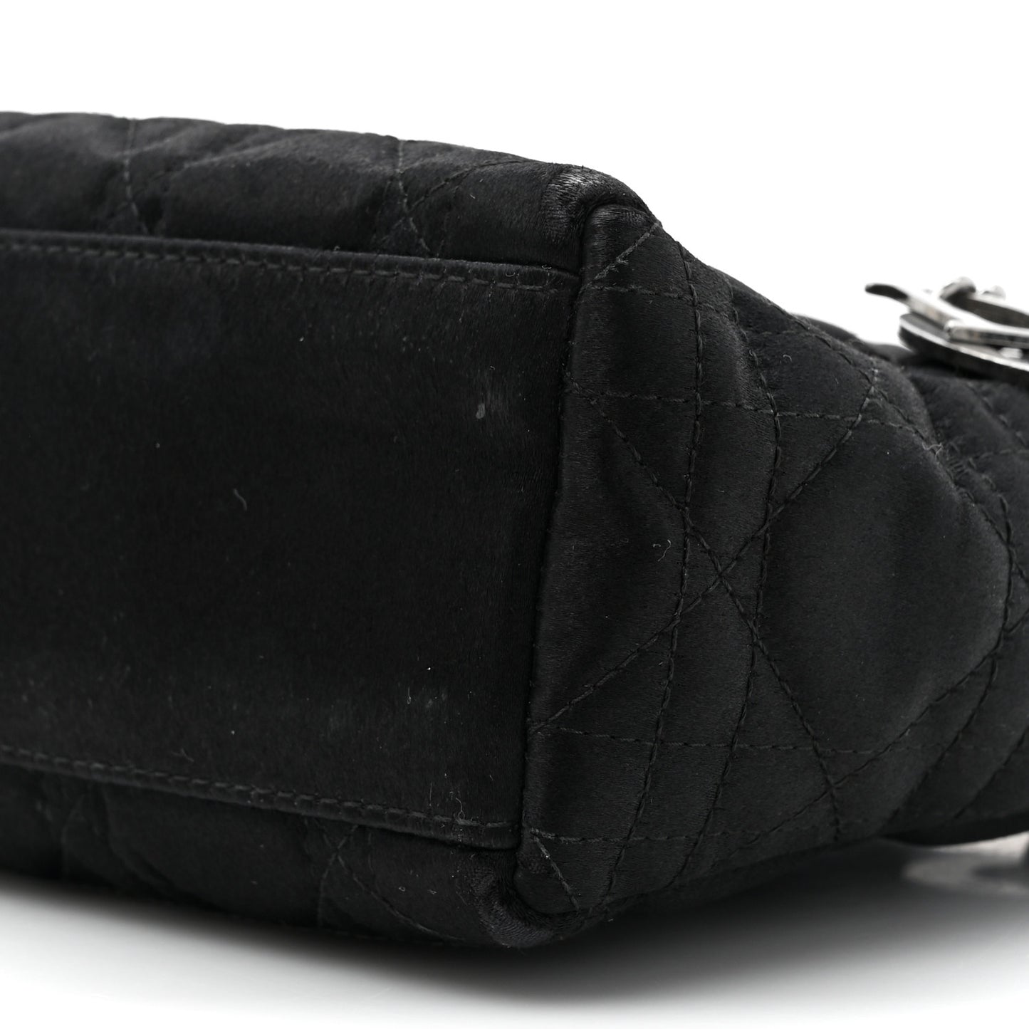 Satin Cannage Mini Lady Dior Black