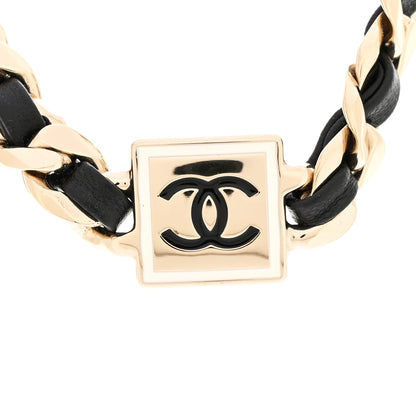 Chanel Metal Lambskin CC Square Choker Gold Black White 4 of 7