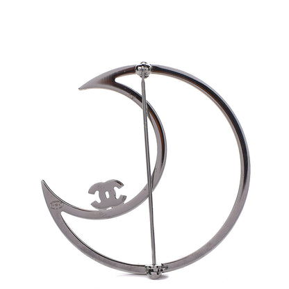 Chanel Crystal CC Moon Brooch Blue Silver 3 of 5