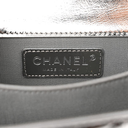 Chanel Metallic Goatskin Quilted North South Boy Flap Silver 7 of 10