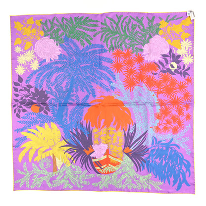 Hermes Silk Le Jardin Des Peintres Double Face Scarf 90 Bleu Azur Vert Jaune 4 of 4