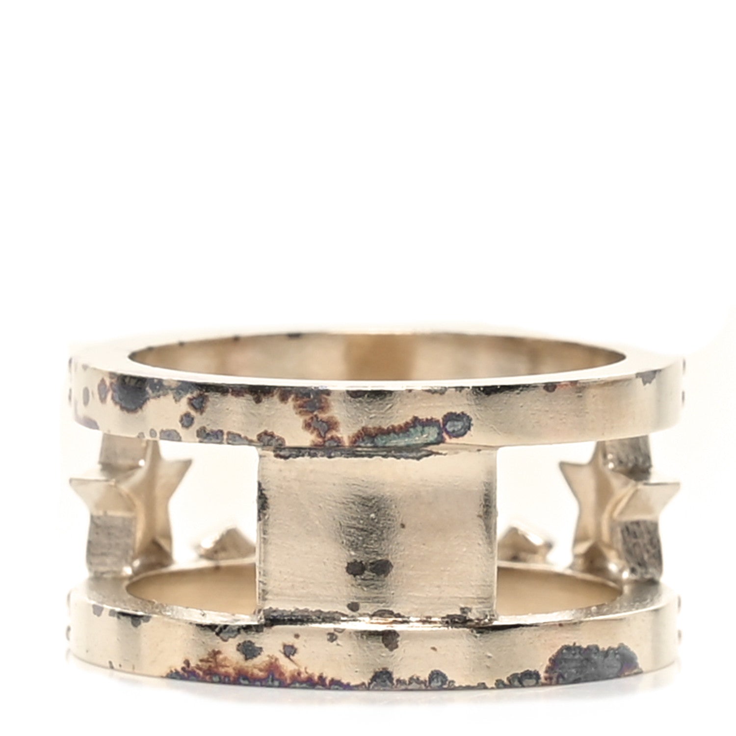 Chanel Metal Crystal CC Star Ring 52 6 Light Gold 3 of 5