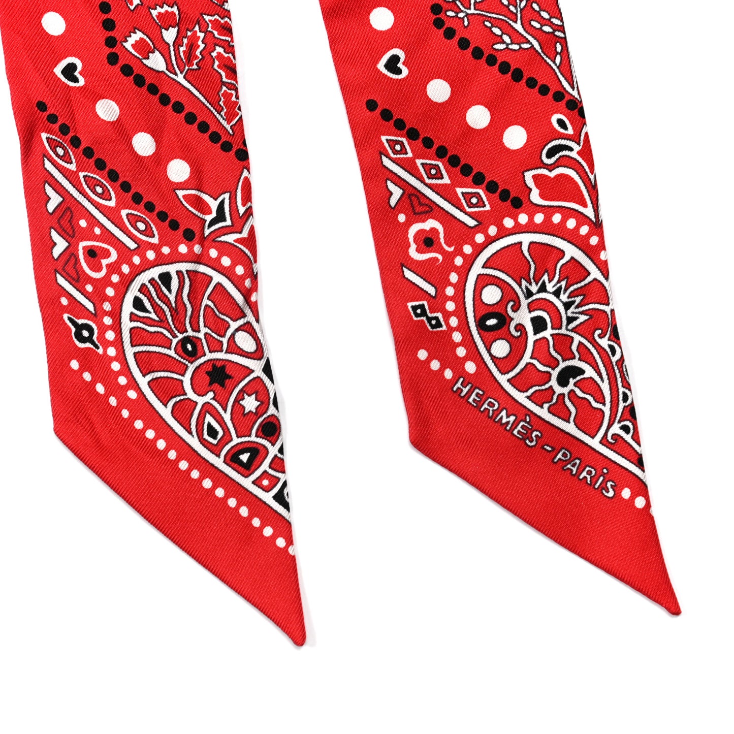 Silk Peuple Du Vent Bandana Twilly Rouge Black White