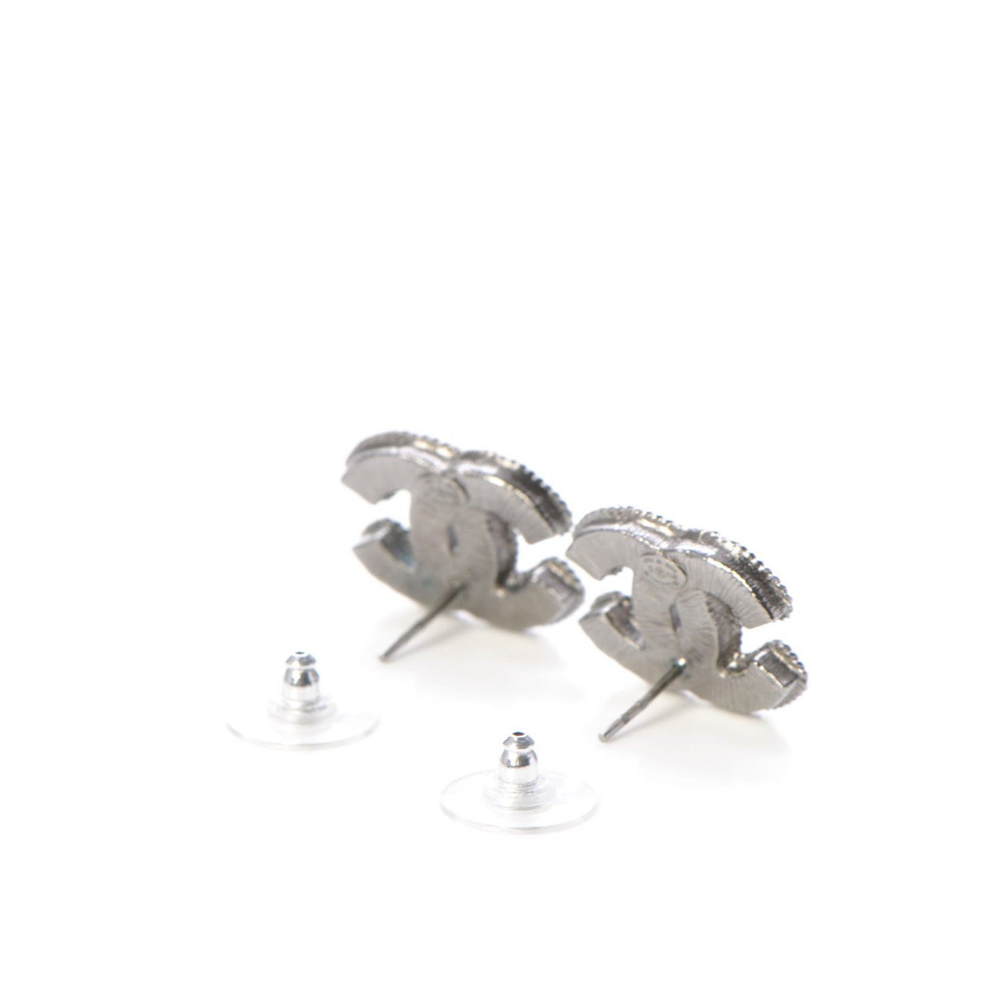 Ruthenium Enamel CC Earrings Black