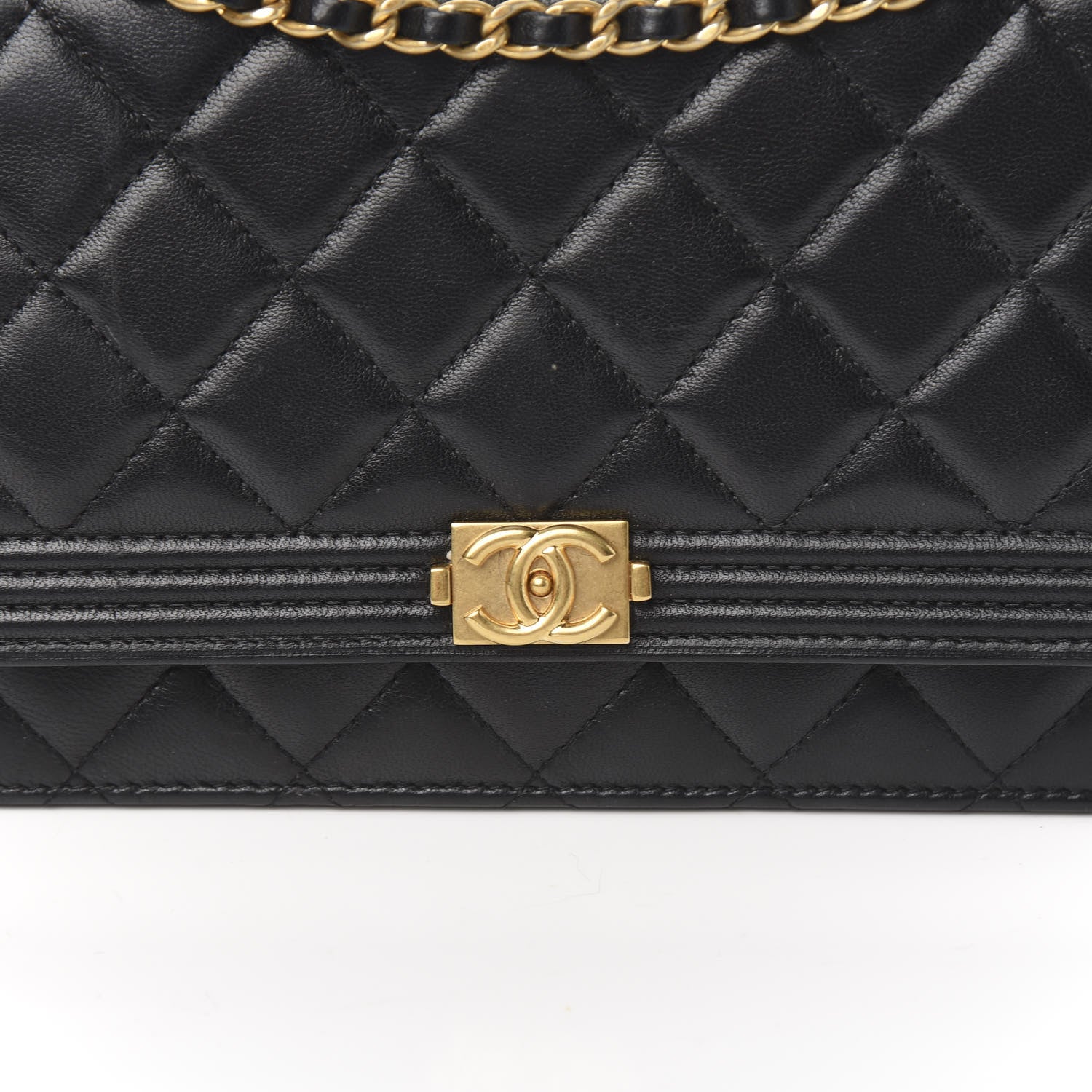 Chanel Lambskin Quilted Boy Wallet On Chain WOC Black 11 of 12