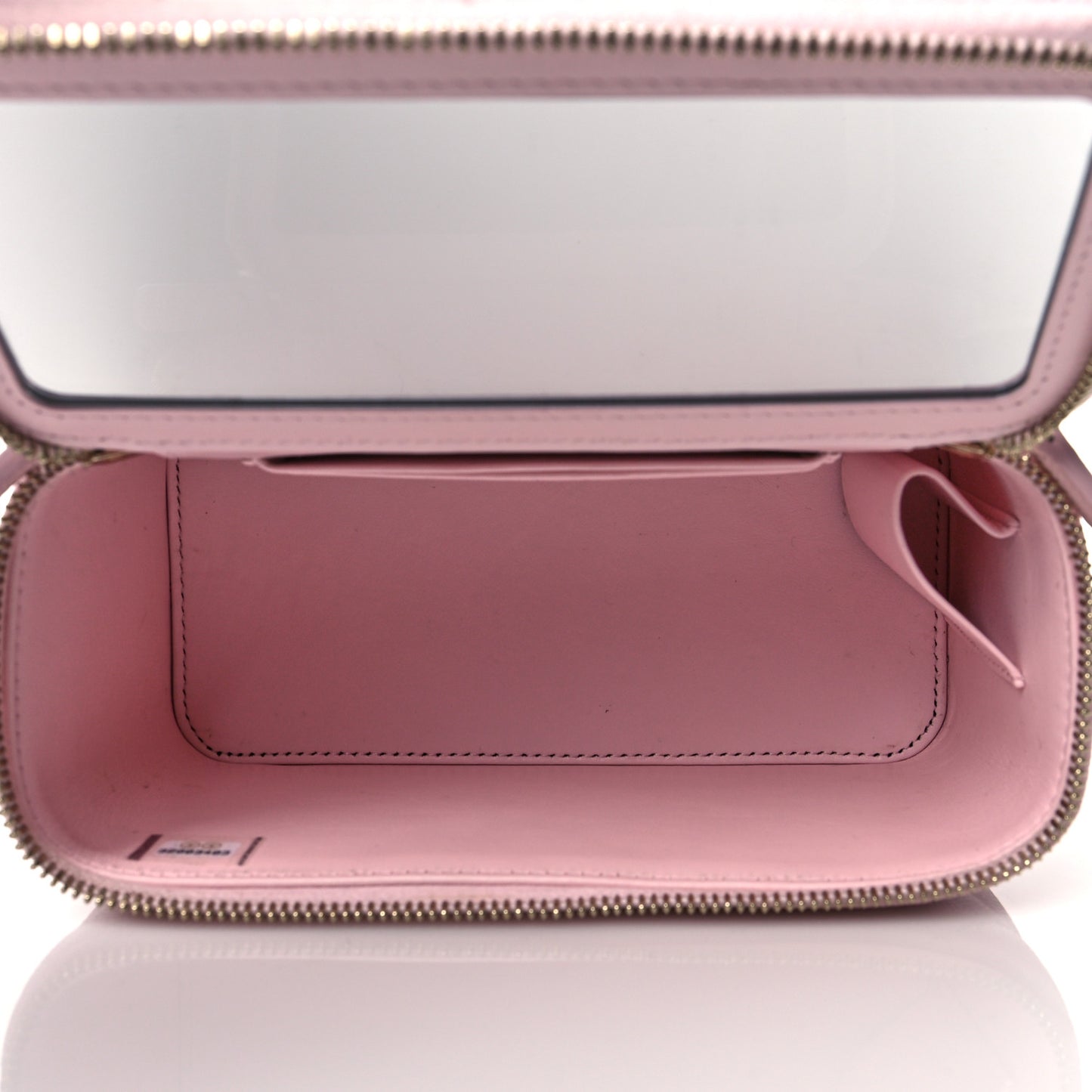 Caviar Quilted Small Vanity Case With Chain Light Pink