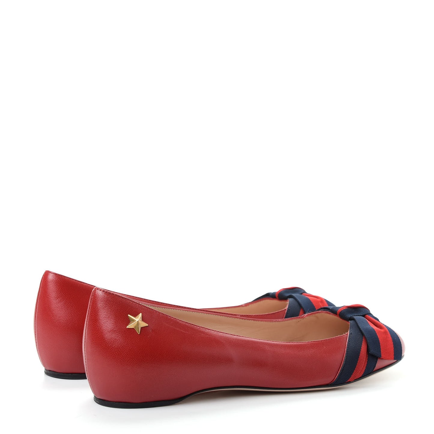 Calfskin Web Bow Ballerina Flat 36.5 Red